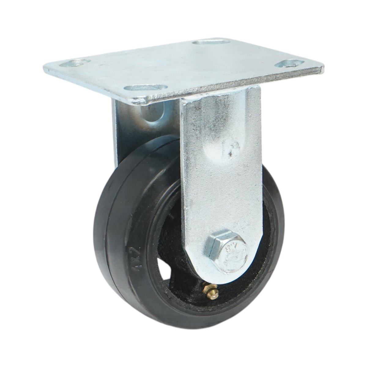 Roata fixa industriala 100x50mm fara frana, cauciuc plin negru, placa otel 115x100mm 100kg - imagine 5