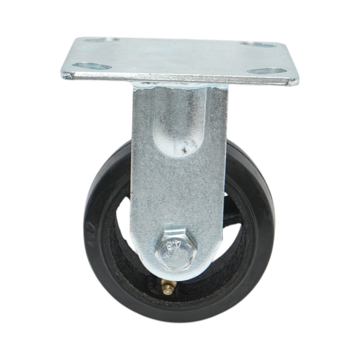 Roata fixa industriala 100x50mm fara frana, cauciuc plin negru, placa otel 115x100mm 100kg - imagine 2