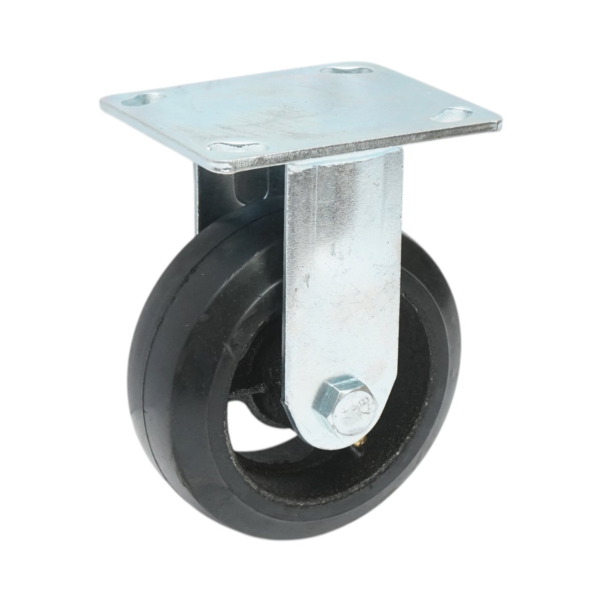 Roata fixa industriala 125x50mm fara frana, cauciuc plin negru, placa otel 115x100mm 130kg - imagine 5