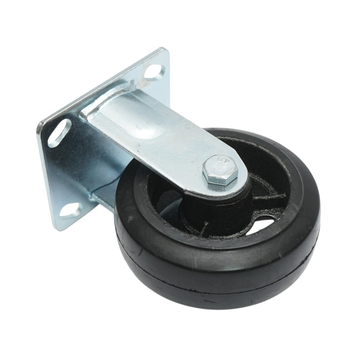 Roata fixa industriala 125x50mm fara frana, cauciuc plin negru, placa otel 115x100mm 130kg - imagine 6