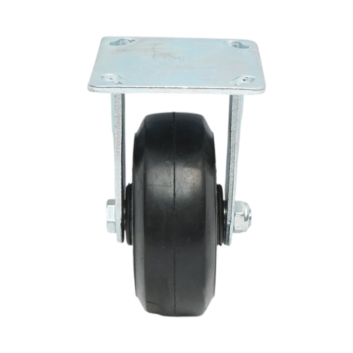 Roata fixa industriala 125x50mm fara frana, cauciuc plin negru, placa otel 115x100mm 130kg - imagine 4