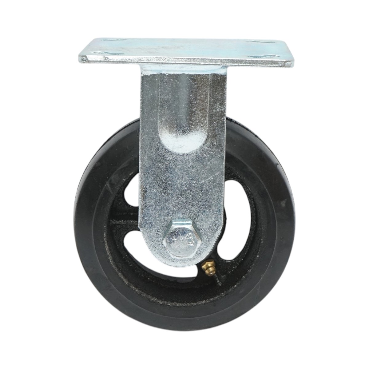 Roata fixa industriala 125x50mm fara frana, cauciuc plin negru, placa otel 115x100mm 130kg - imagine 2
