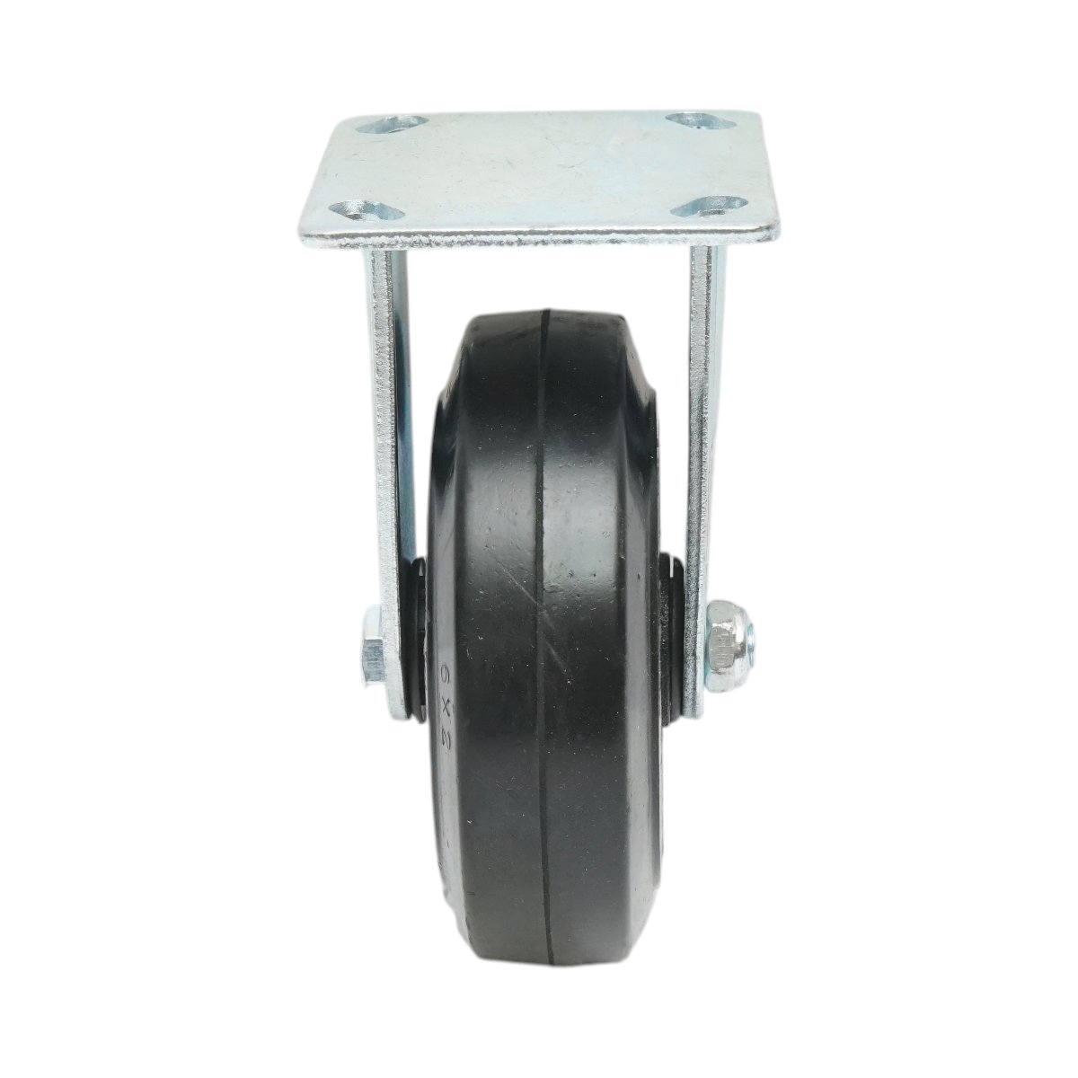 Roata fixa industriala 150x50mm fara frana, cauciuc plin negru, placa otel 115x100mm 200kg - imagine 4