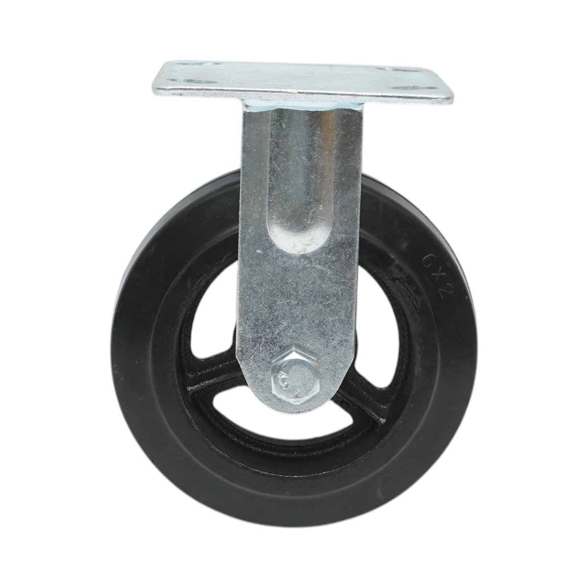 Roata fixa industriala 150x50mm fara frana, cauciuc plin negru, placa otel 115x100mm 200kg - imagine 2