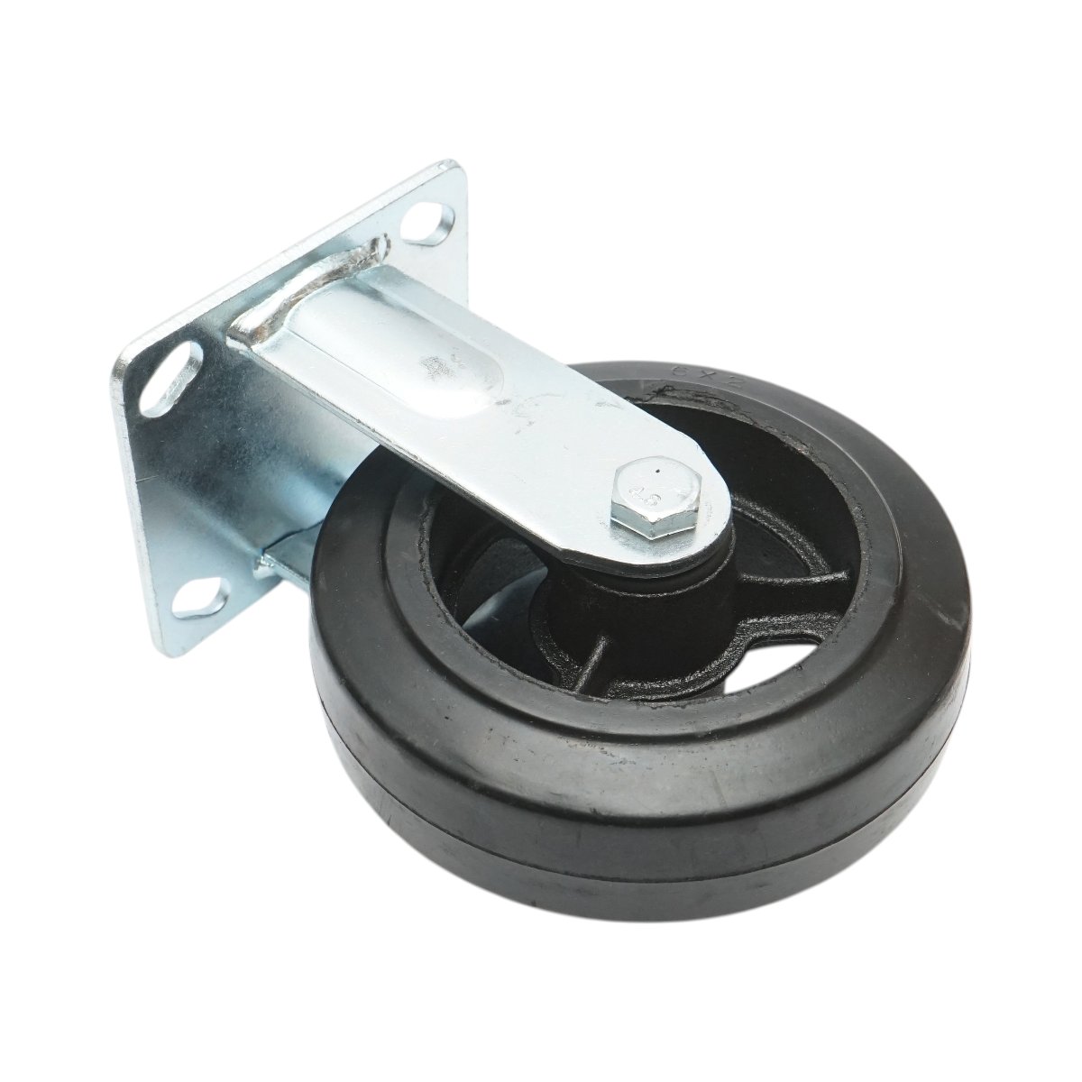 Roata fixa industriala 200x50mm fara frana, cauciuc plin negru, placa otel 115x100mm 220kg - imagine 6