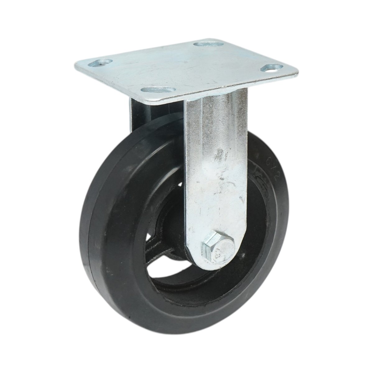 Roata fixa industriala 200x50mm fara frana, cauciuc plin negru, placa otel 115x100mm 220kg - imagine 5