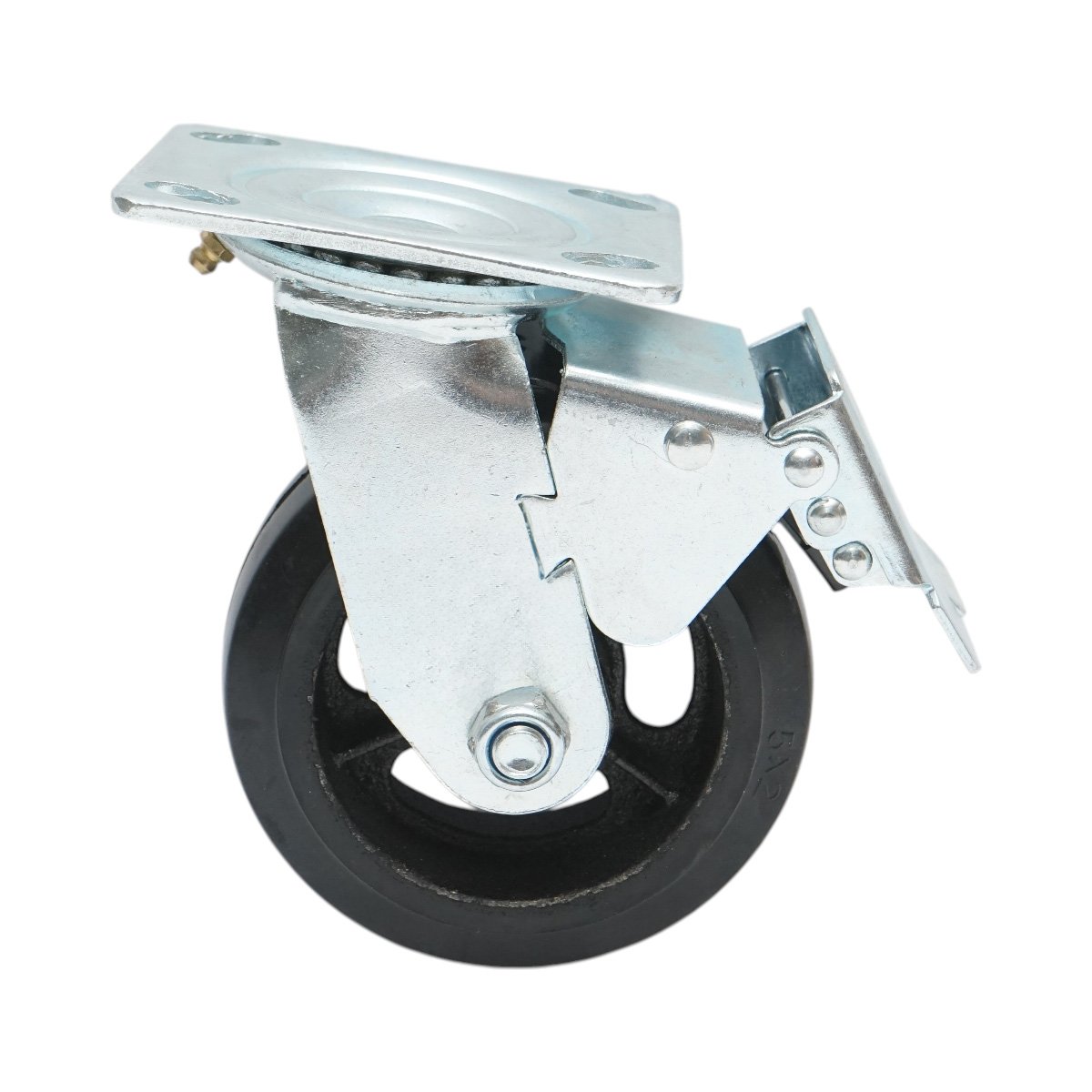 Roata pivotanta industriala 125x50mm cu frana, cauciuc plin negru, placa otel 115x100mm 130kg - imagine 2