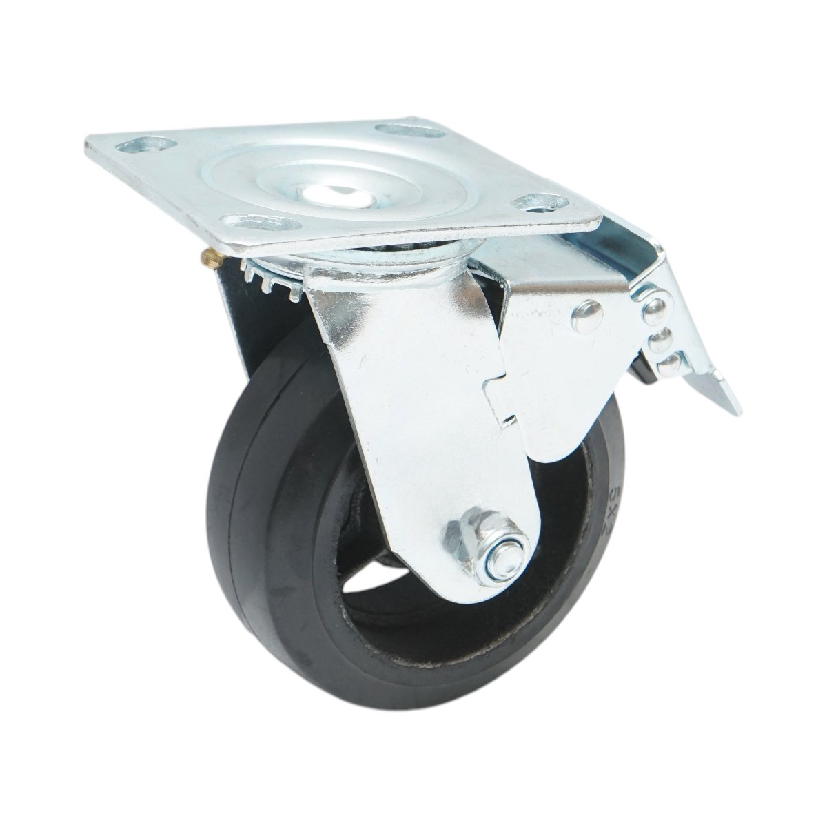 Roata pivotanta industriala 125x50mm cu frana, cauciuc plin negru, placa otel 115x100mm 130kg - imagine 5