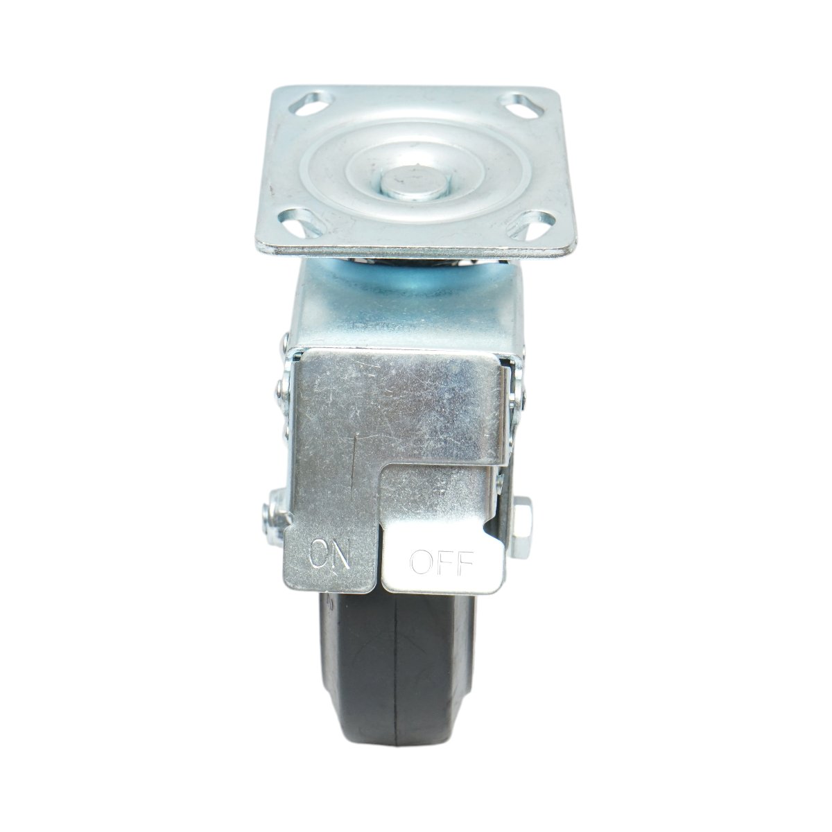 Roata pivotanta industriala 150x50mm cu frana, cauciuc plin negru, placa otel 115x100mm 200kg - imagine 4