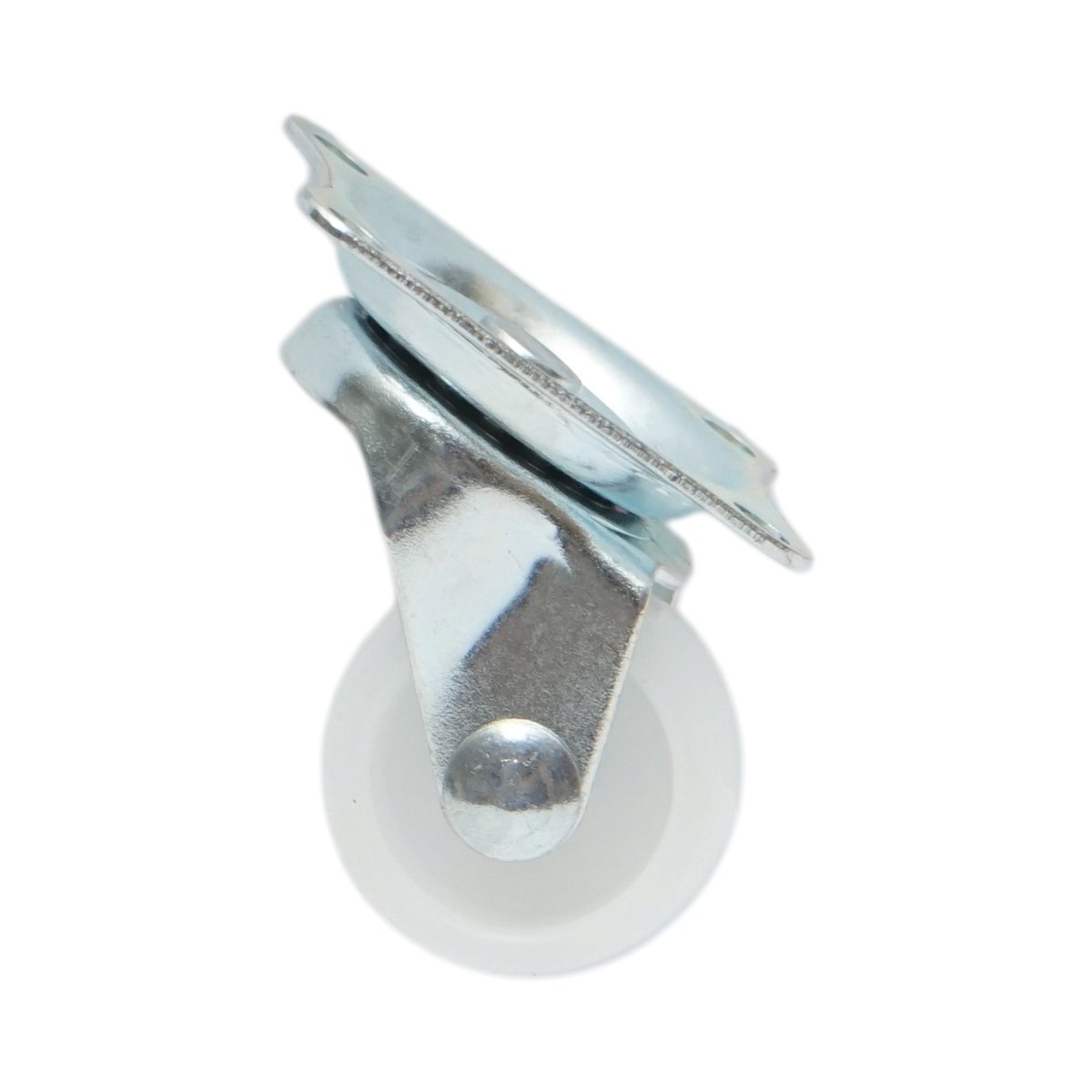 Roata pivotanta 25x14mm fara frana, polipropilena alba, placa otel 39x33mm 10kg - imagine 2