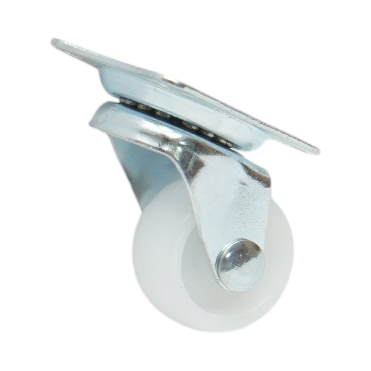 Roata pivotanta 25x14mm fara frana, polipropilena alba, placa otel 39x33mm 10kg - imagine 5
