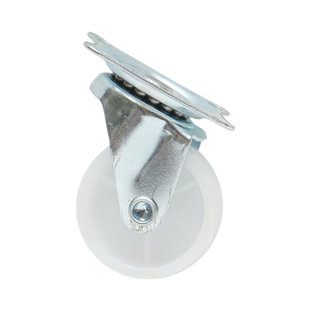 Roata pivotanta 40x17mm fara frana, polipropilena alba, placa otel 45x38mm 20kg - imagine 2