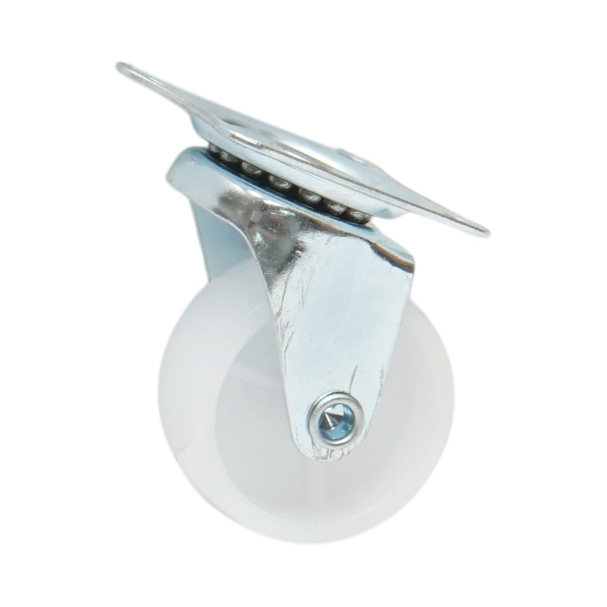 Roata pivotanta 40x17mm fara frana, polipropilena alba, placa otel 45x38mm 20kg - imagine 5
