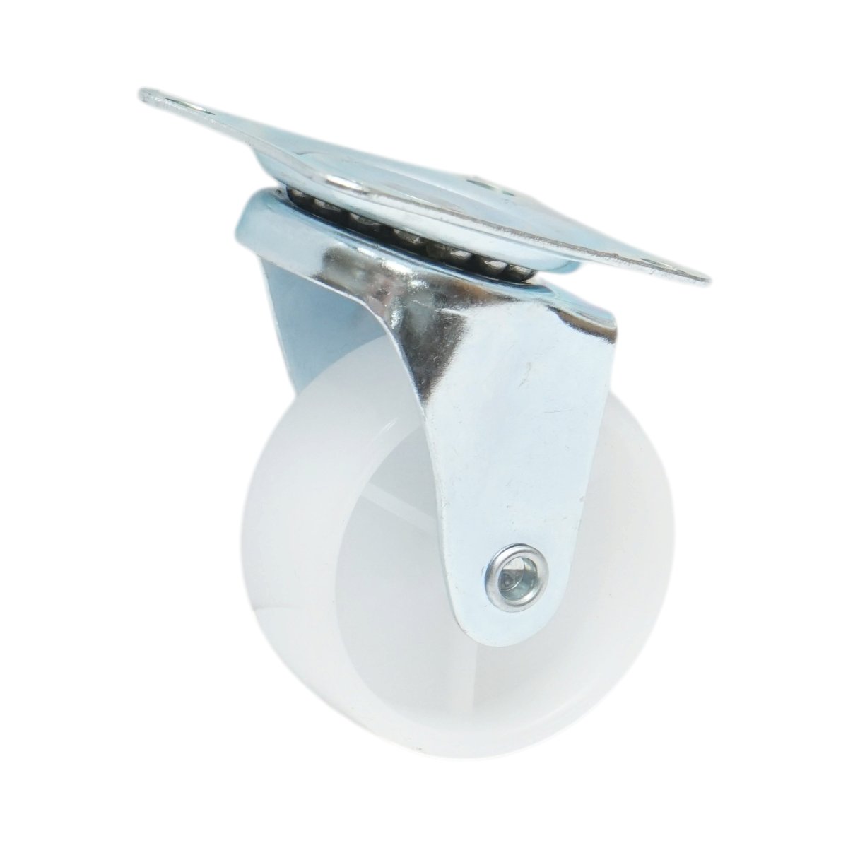 Roata pivotanta 50x22mm fara frana, polipropilena alba, placa otel 58x47mm 30kg - imagine 5