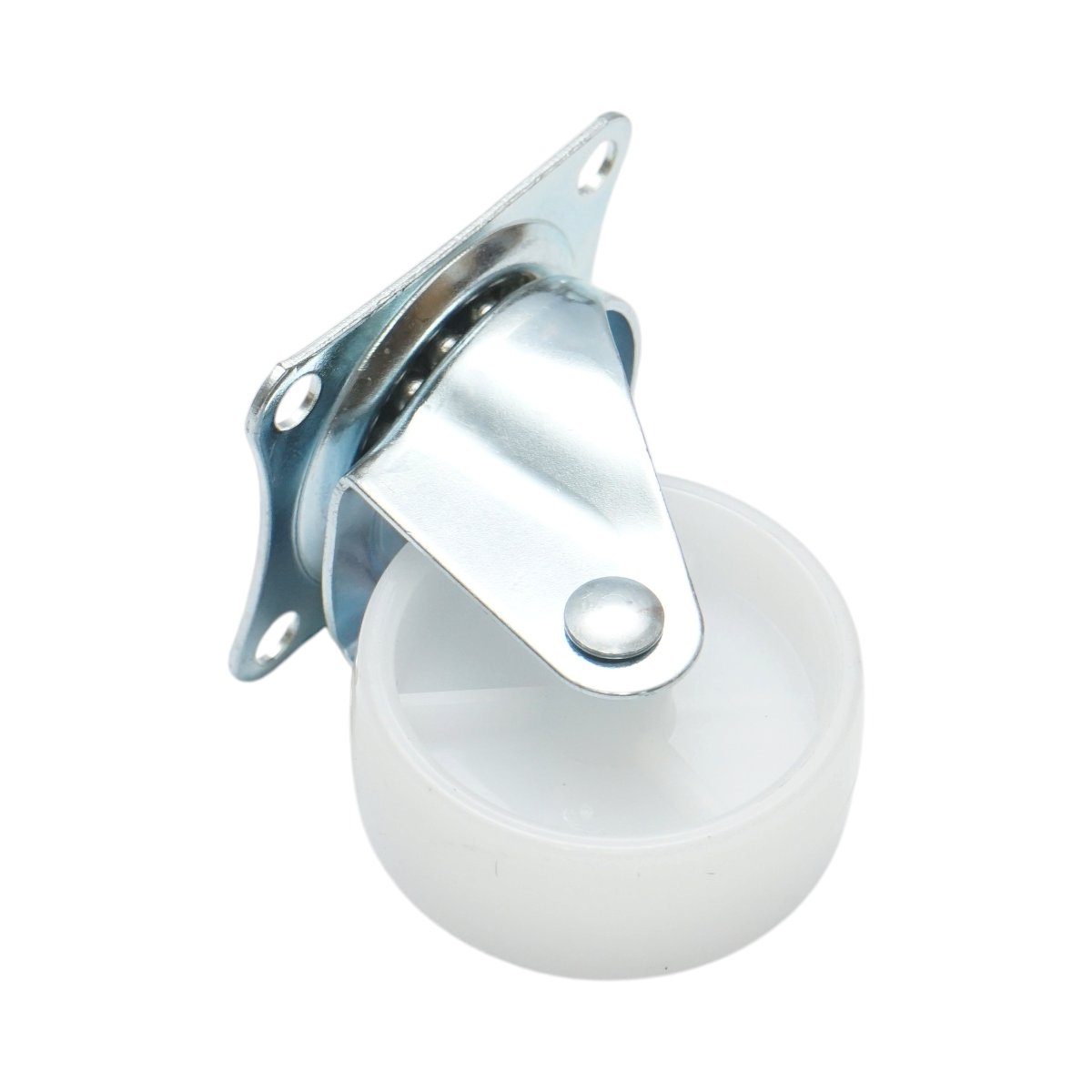 Roata pivotanta 50x22mm fara frana, polipropilena alba, placa otel 58x47mm 30kg - imagine 6