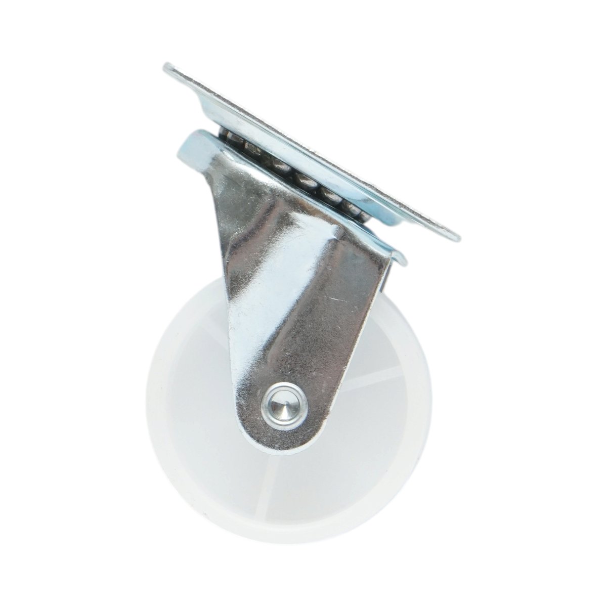 Roata pivotanta 50x22mm fara frana, polipropilena alba, placa otel 58x47mm 30kg - imagine 2