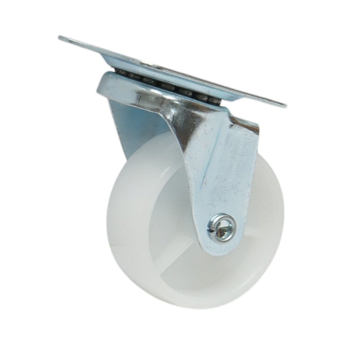 Roata pivotanta 65x23mm fara frana, polipropilena alba, placa otel 70x58mm 35kg - imagine 5