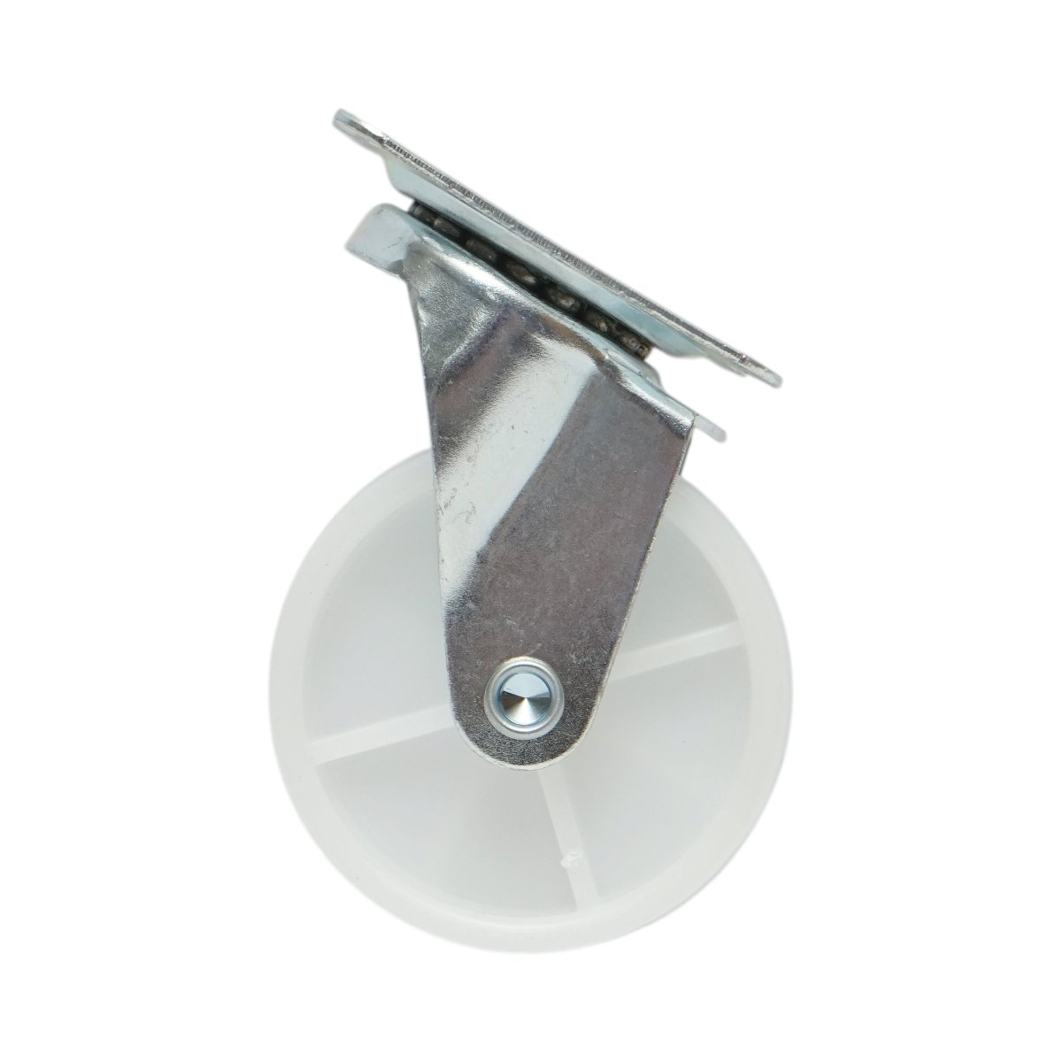 Roata pivotanta 73x25mm fara frana, polipropilena alba, placa otel 70x58mm 45kg - imagine 2