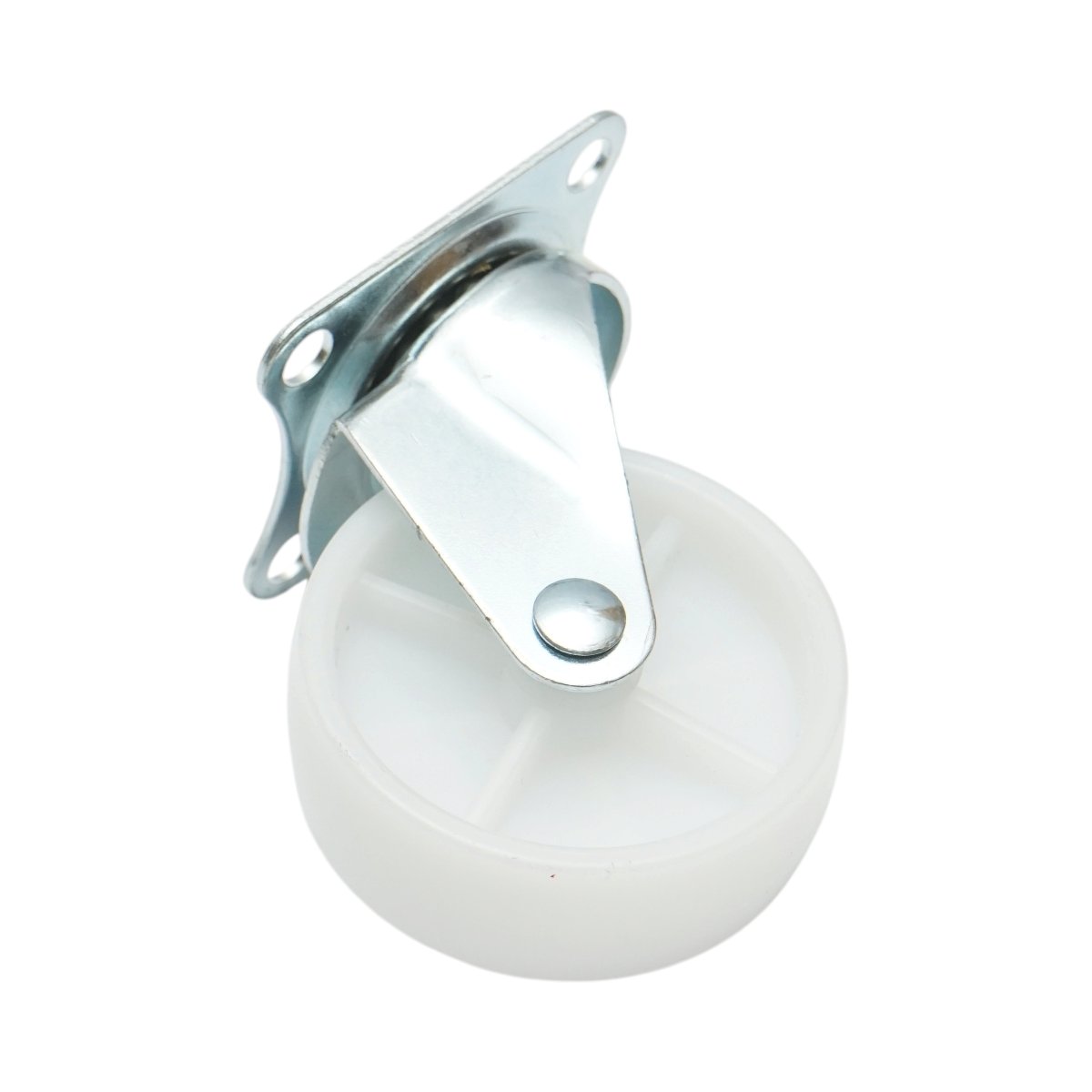 Roata pivotanta 73x25mm fara frana, polipropilena alba, placa otel 70x58mm 45kg - imagine 6
