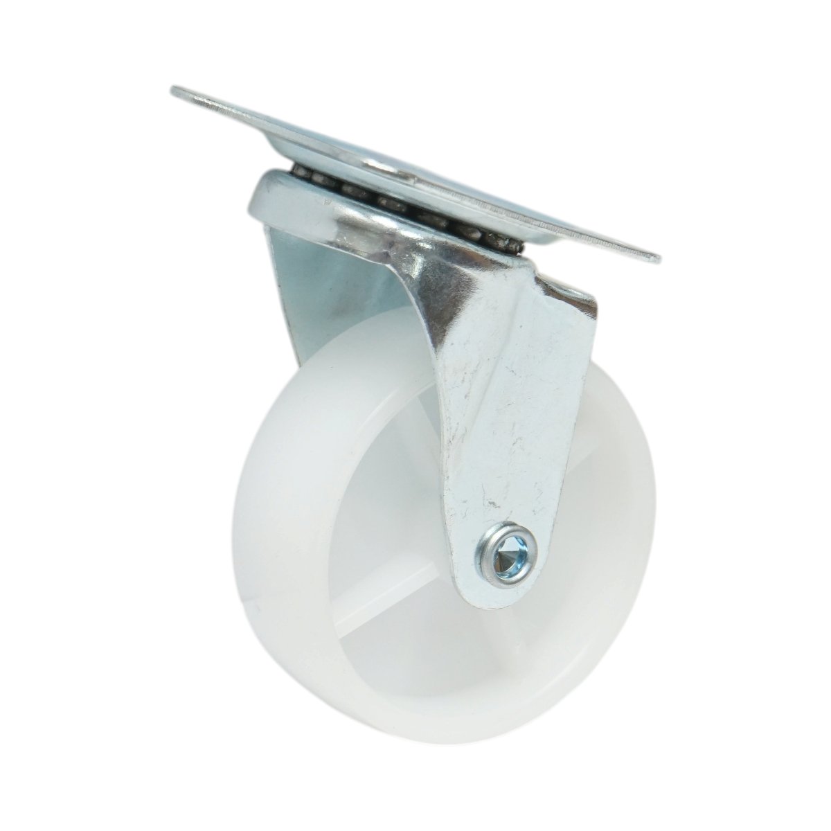 Roata pivotanta 73x25mm fara frana, polipropilena alba, placa otel 70x58mm 45kg - imagine 5