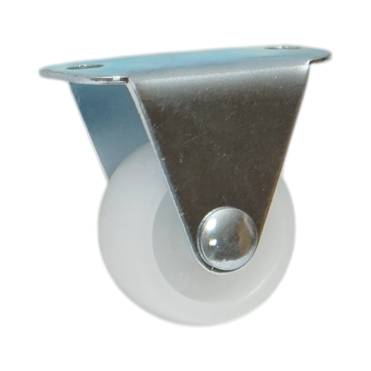 Roata fixa 25x14mm fara frana, polipropilena alba, placa otel 37x19mm 10kg - imagine 5