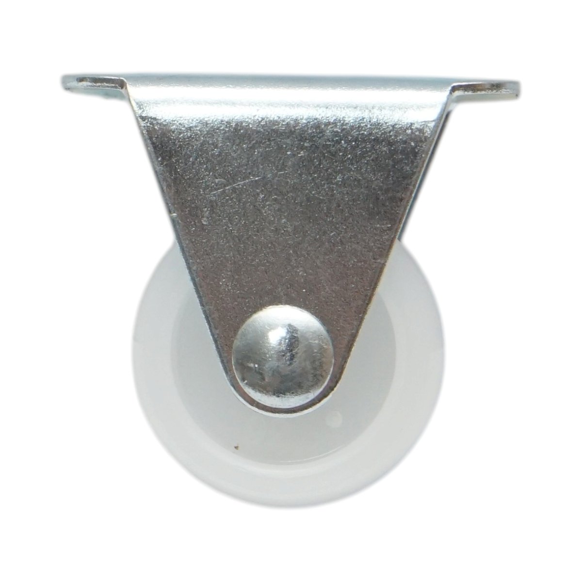 Roata fixa 25x14mm fara frana, polipropilena alba, placa otel 37x19mm 10kg - imagine 2