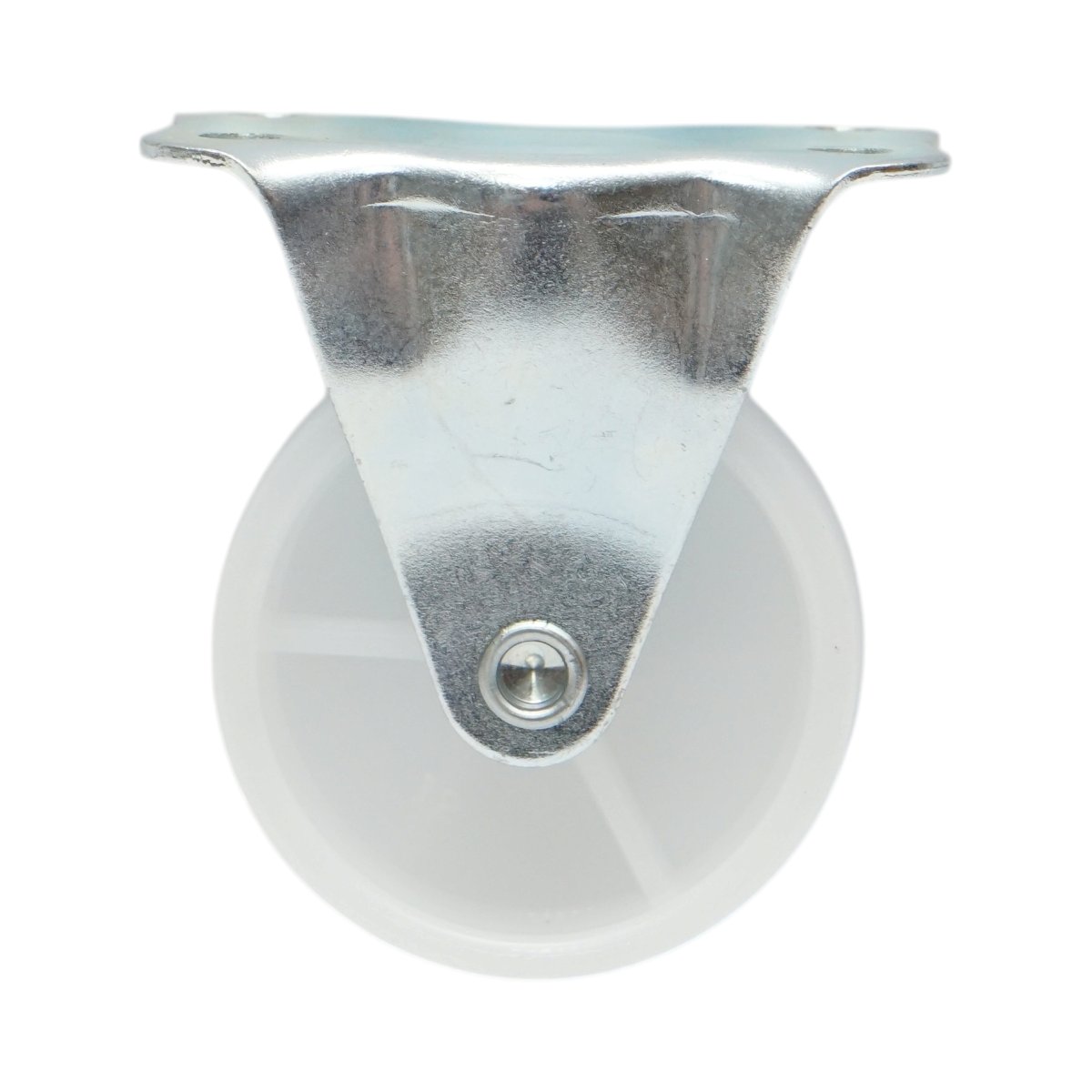 Roata fixa 50x22mm fara frana, polipropilena alba, placa otel 60x41mm 30kg - imagine 2