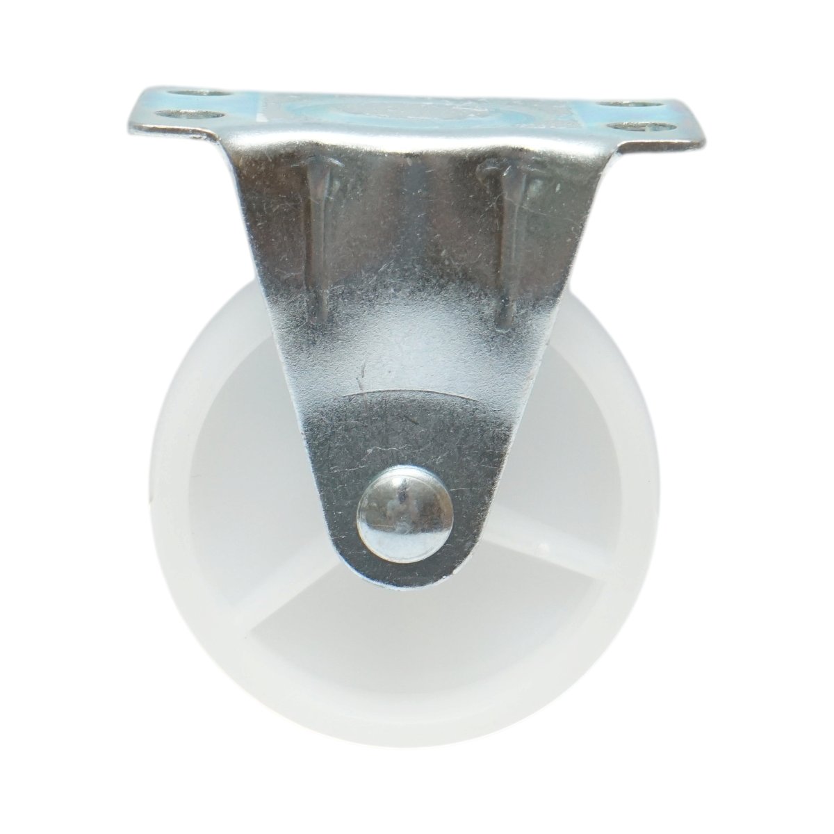 Roata fixa 65x23mm fara frana, polipropilena alba, placa otel 70x44mm 35kg - imagine 2