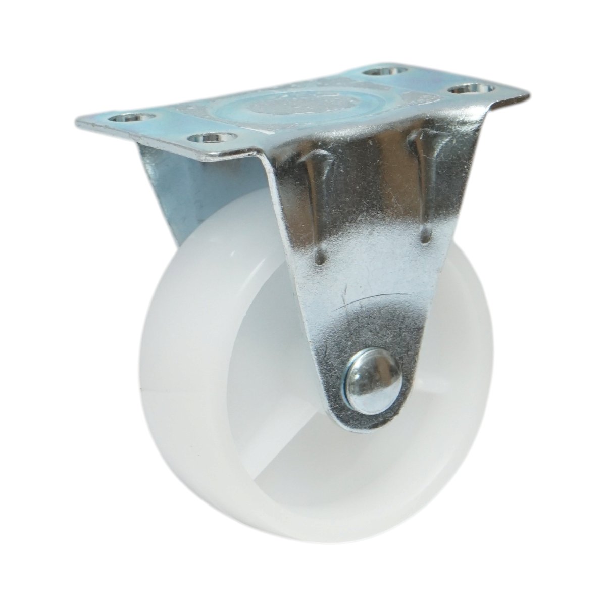 Roata fixa 65x23mm fara frana, polipropilena alba, placa otel 70x44mm 35kg - imagine 5