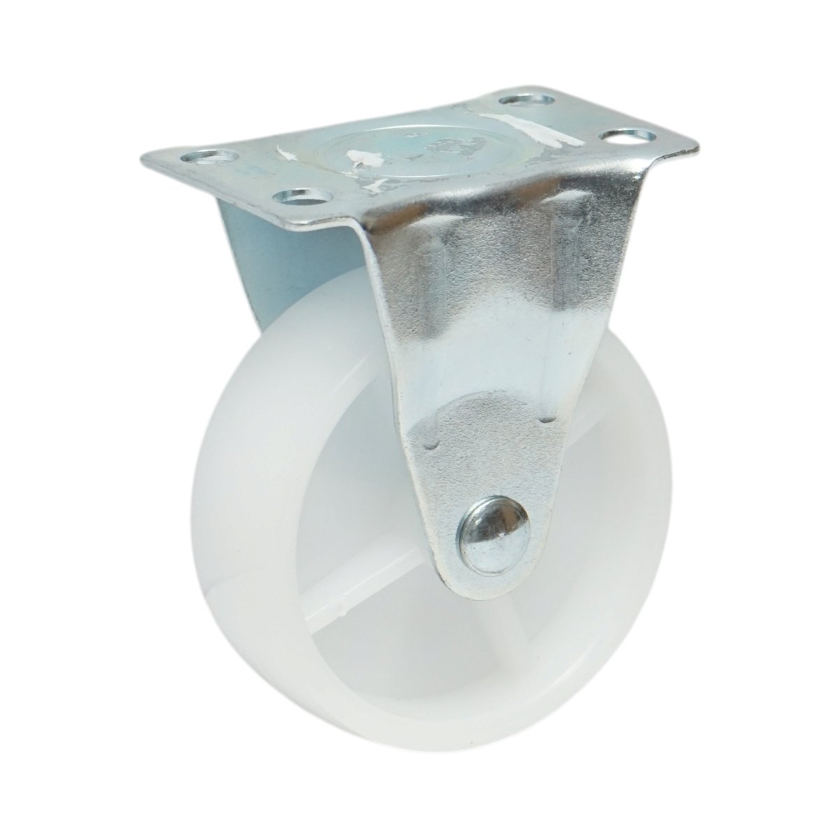 Roata fixa 73x25mm fara frana, polipropilena alba, placa otel 70x44mm 45kg - imagine 5