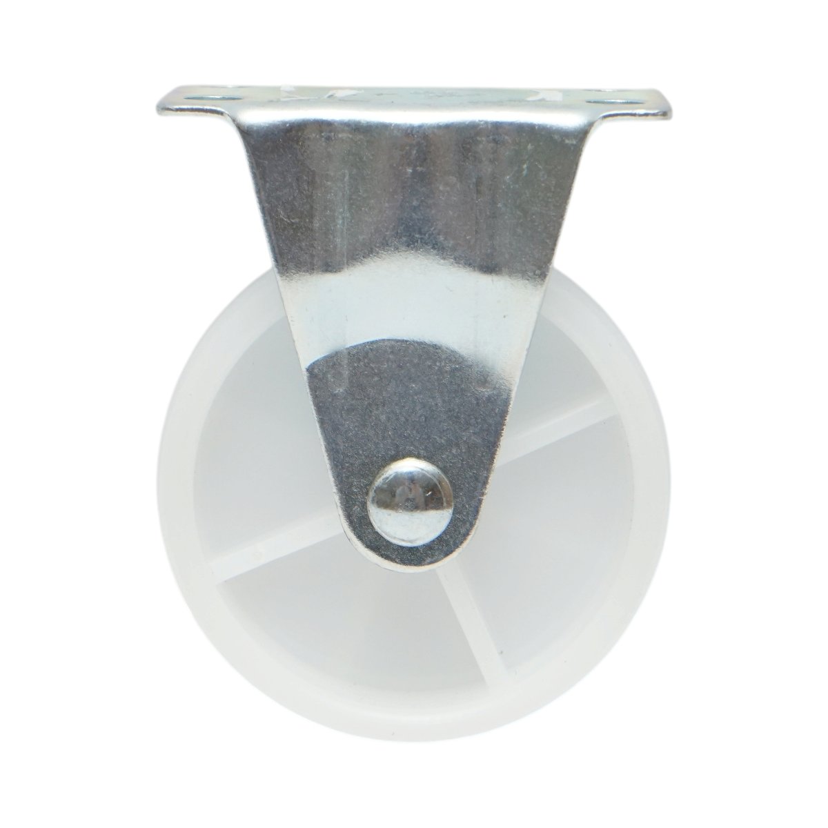 Roata fixa 73x25mm fara frana, polipropilena alba, placa otel 70x44mm 45kg - imagine 2