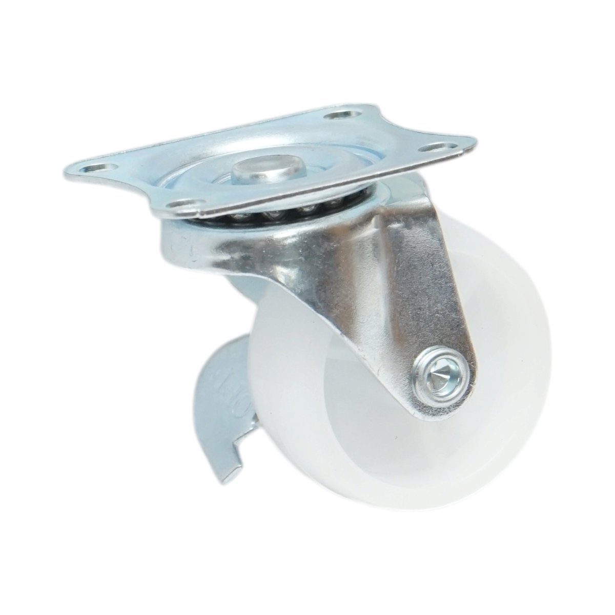 Roata pivotanta 40x17mm cu frana, polipropilena alba, placa otel 45x38mm 20kg - imagine 5