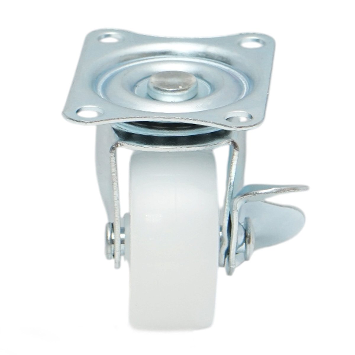 Roata pivotanta 40x17mm cu frana, polipropilena alba, placa otel 45x38mm 20kg - imagine 4