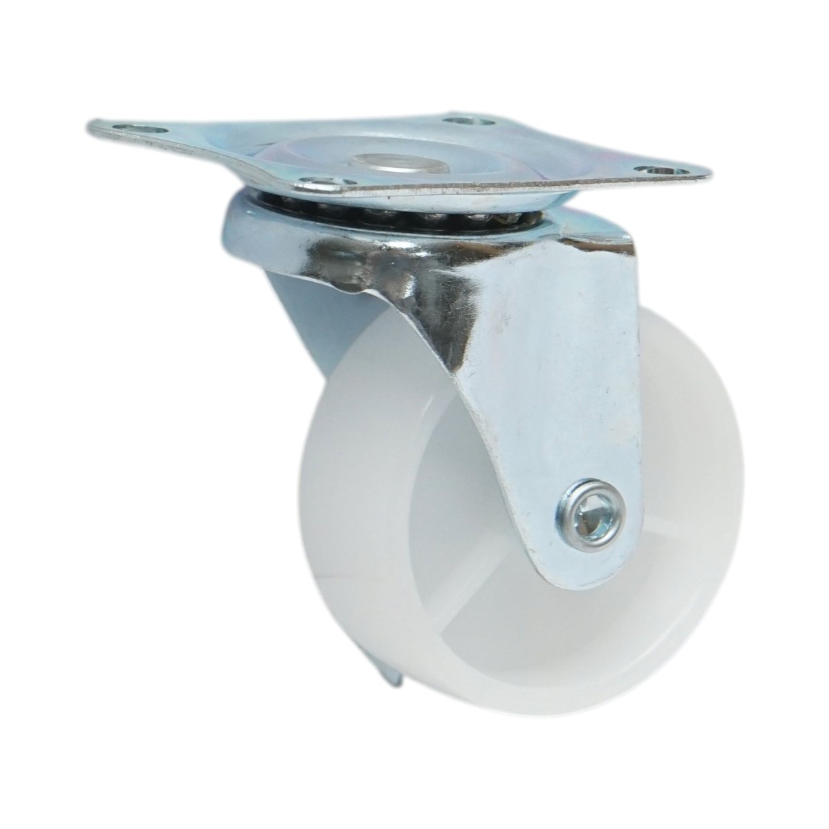 Roata pivotanta 50x22mm cu frana, polipropilena alba, placa otel 58x47mm 30kg - imagine 5