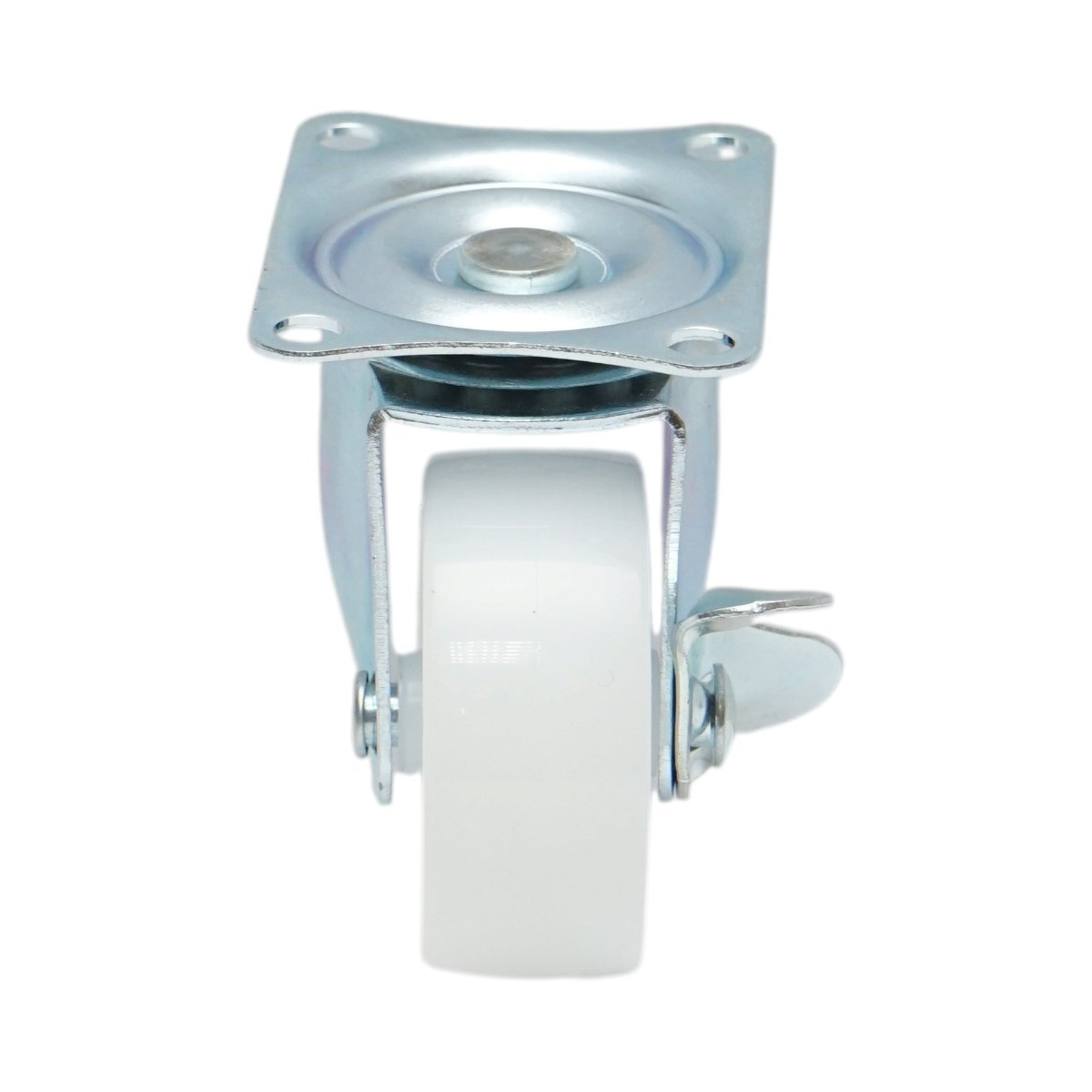 Roata pivotanta 50x22mm cu frana, polipropilena alba, placa otel 58x47mm 30kg - imagine 4