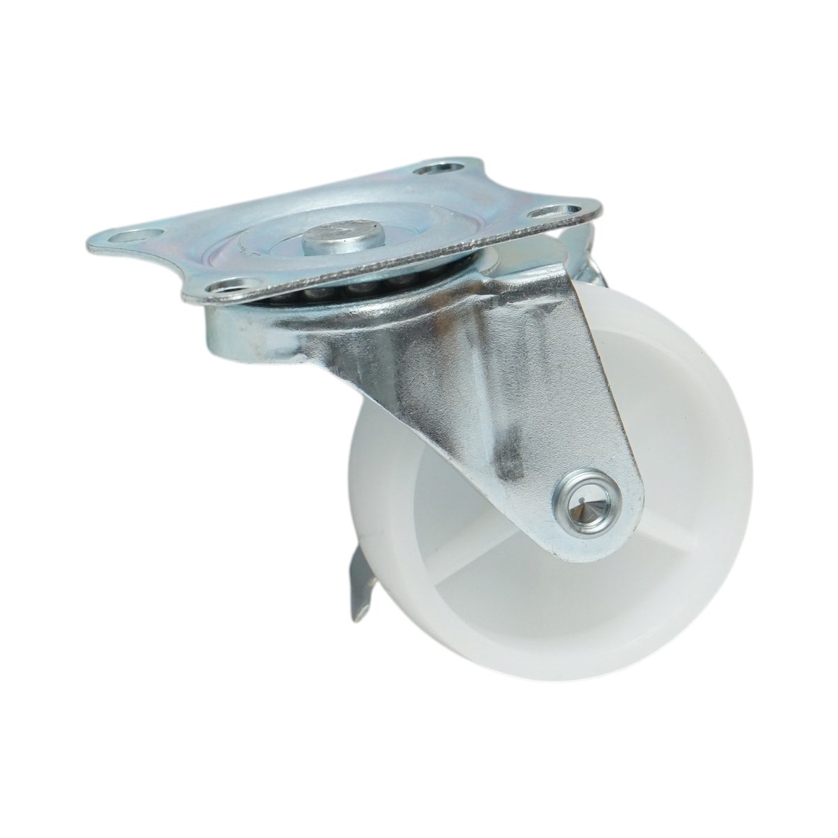 Roata pivotanta 65x23mm cu frana, polipropilena alba, placa otel 70x58mm 35kg - imagine 5