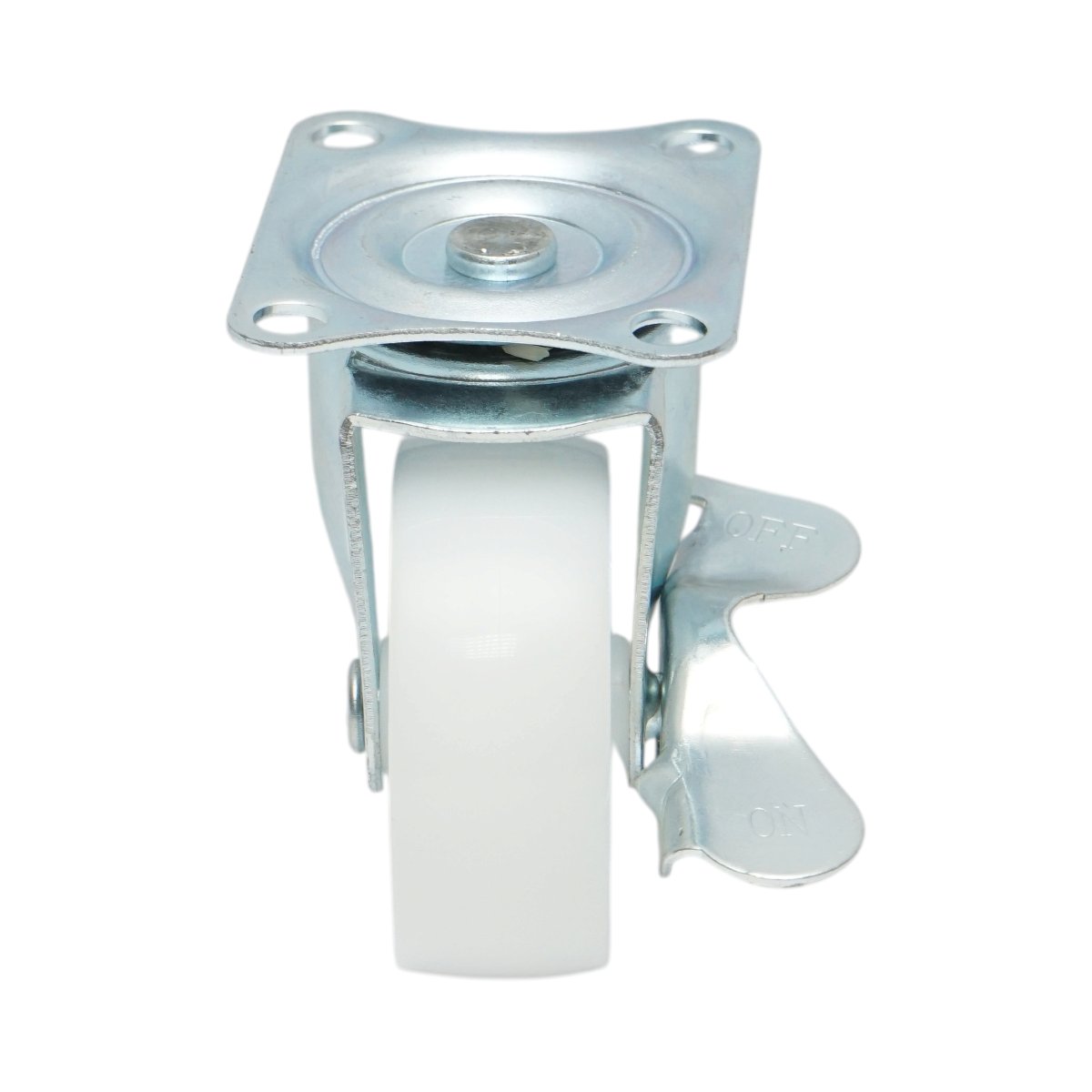 Roata pivotanta 65x23mm cu frana, polipropilena alba, placa otel 70x58mm 35kg - imagine 4