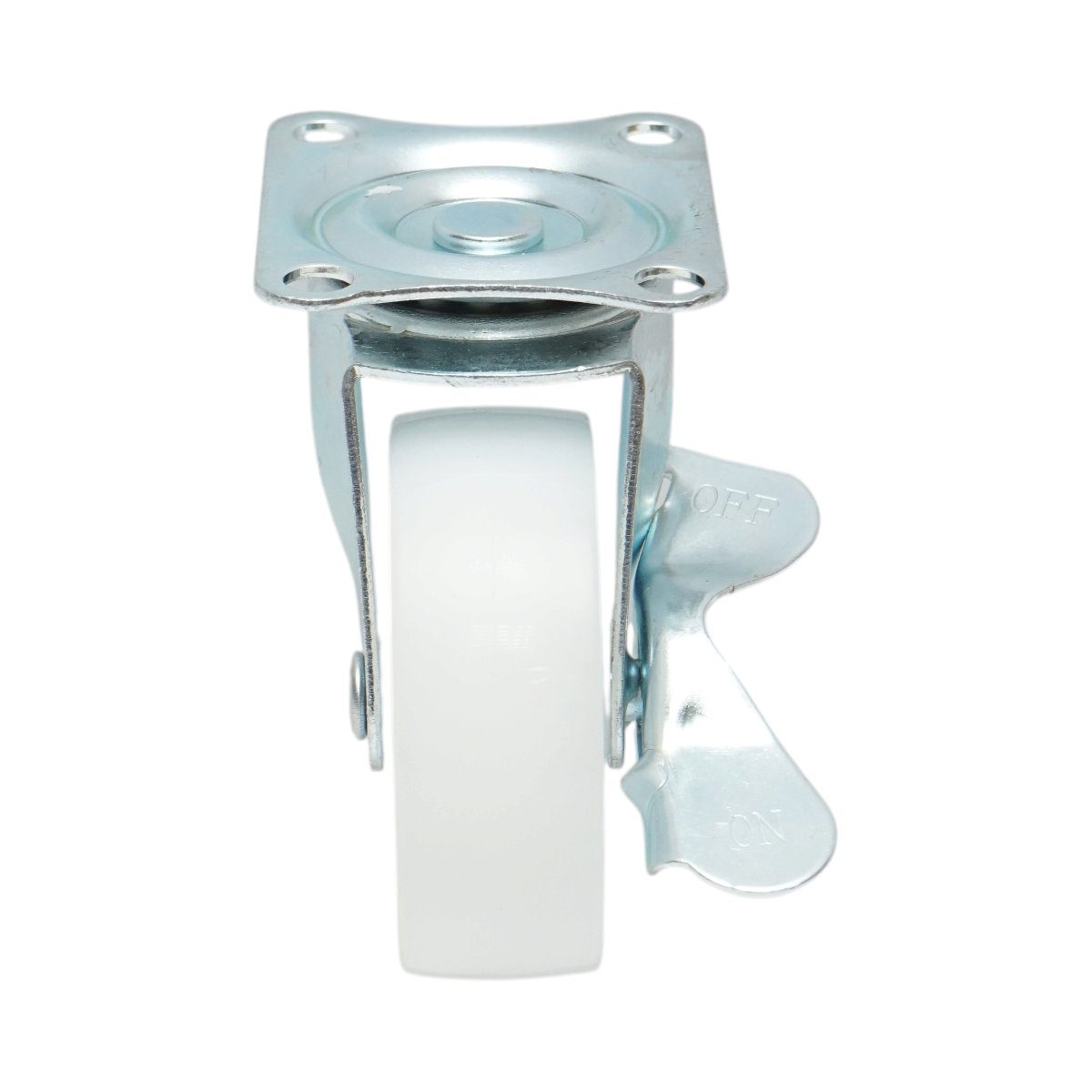 Roata pivotanta 73x25mm cu frana, polipropilena alba, placa otel 70x58mm 45kg - imagine 4