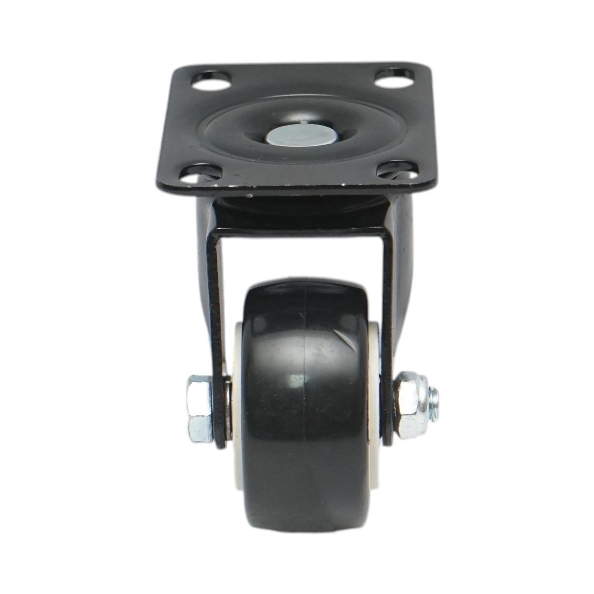 Roata pivotanta 42x21mm fara frana, PVC negru, placa otel 60x43mm 30kg - imagine 4