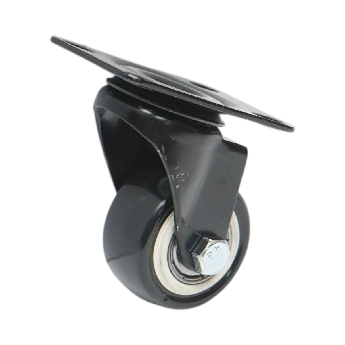 Roata pivotanta 42x21mm fara frana, PVC negru, placa otel 60x43mm 30kg - imagine 5