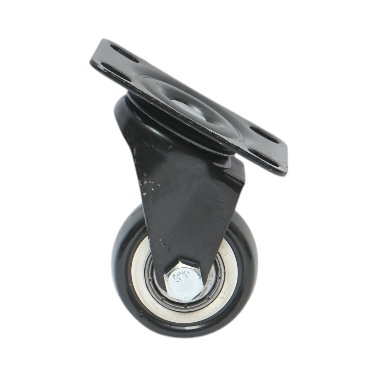 Roata pivotanta 42x21mm fara frana, PVC negru, placa otel 60x43mm 30kg - imagine 2