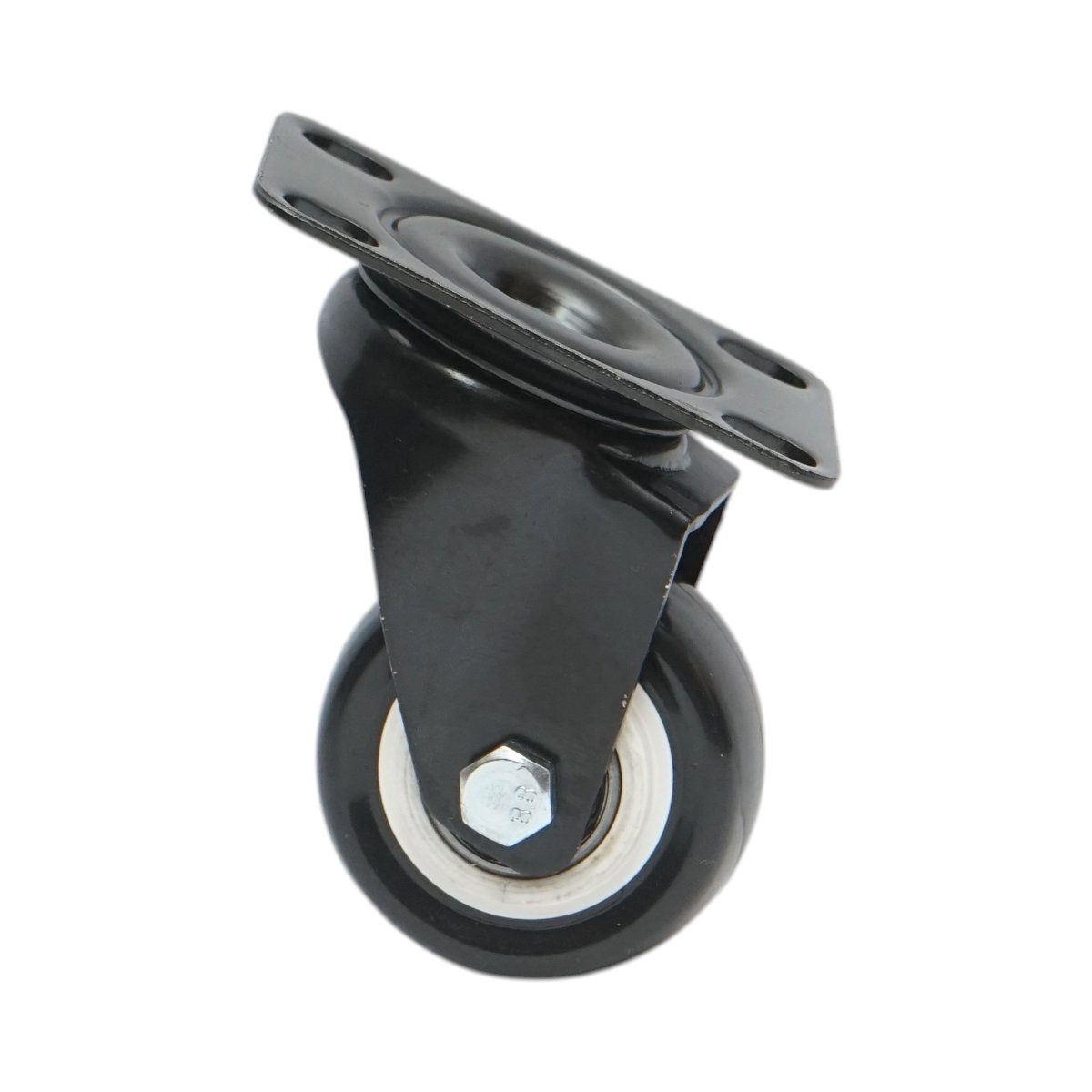 Roata pivotanta 50x24mm fara frana, PVC negru, placa otel 72x52mm 40kg - imagine 2