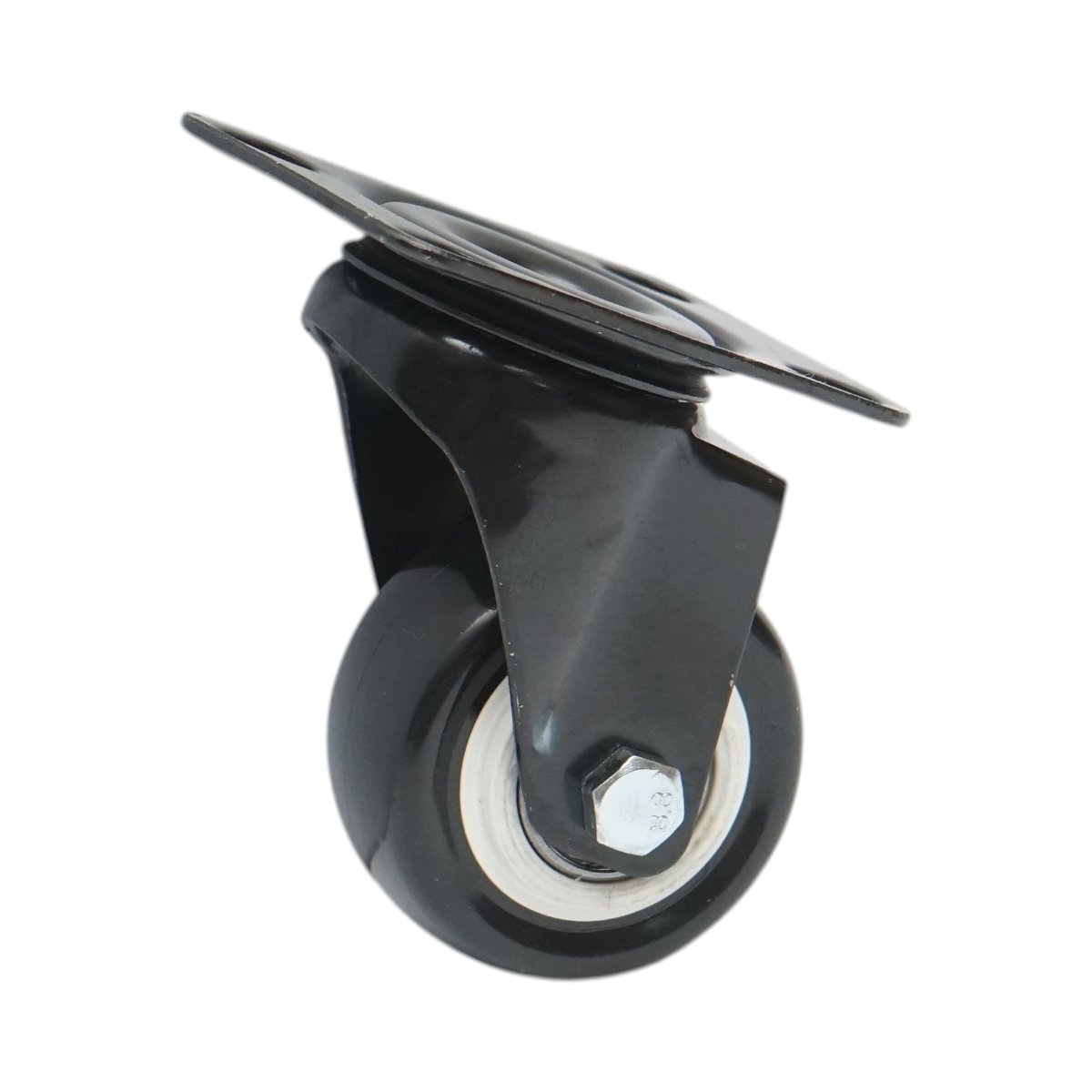 Roata pivotanta 50x24mm fara frana, PVC negru, placa otel 72x52mm 40kg - imagine 5
