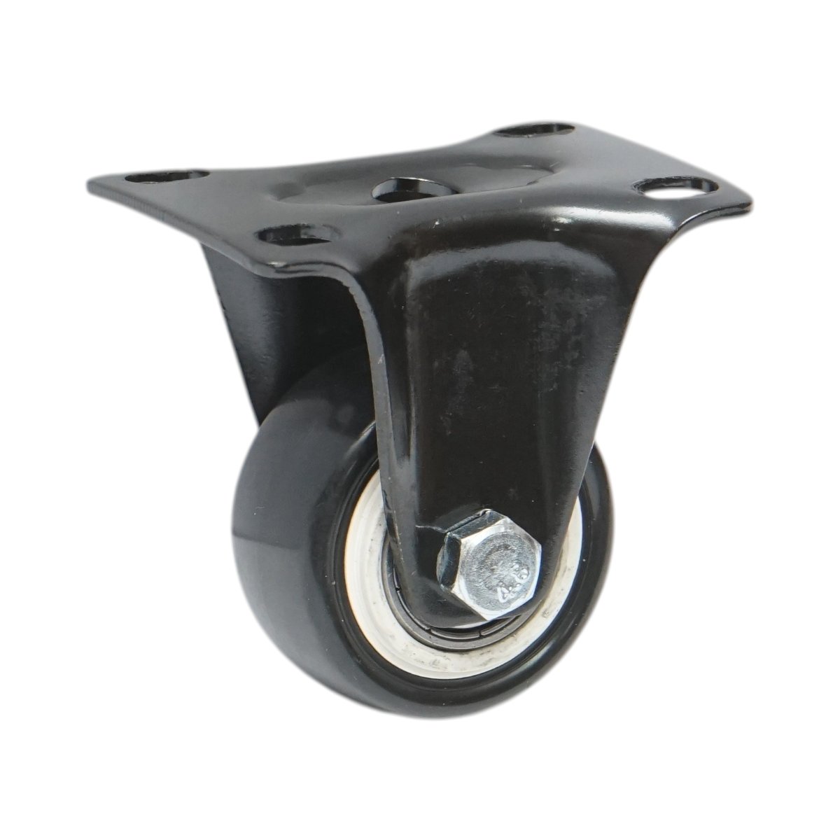 Roata fixa 42x21mm fara frana, PVC negru, placa otel 60x43mm 30kg - imagine 5