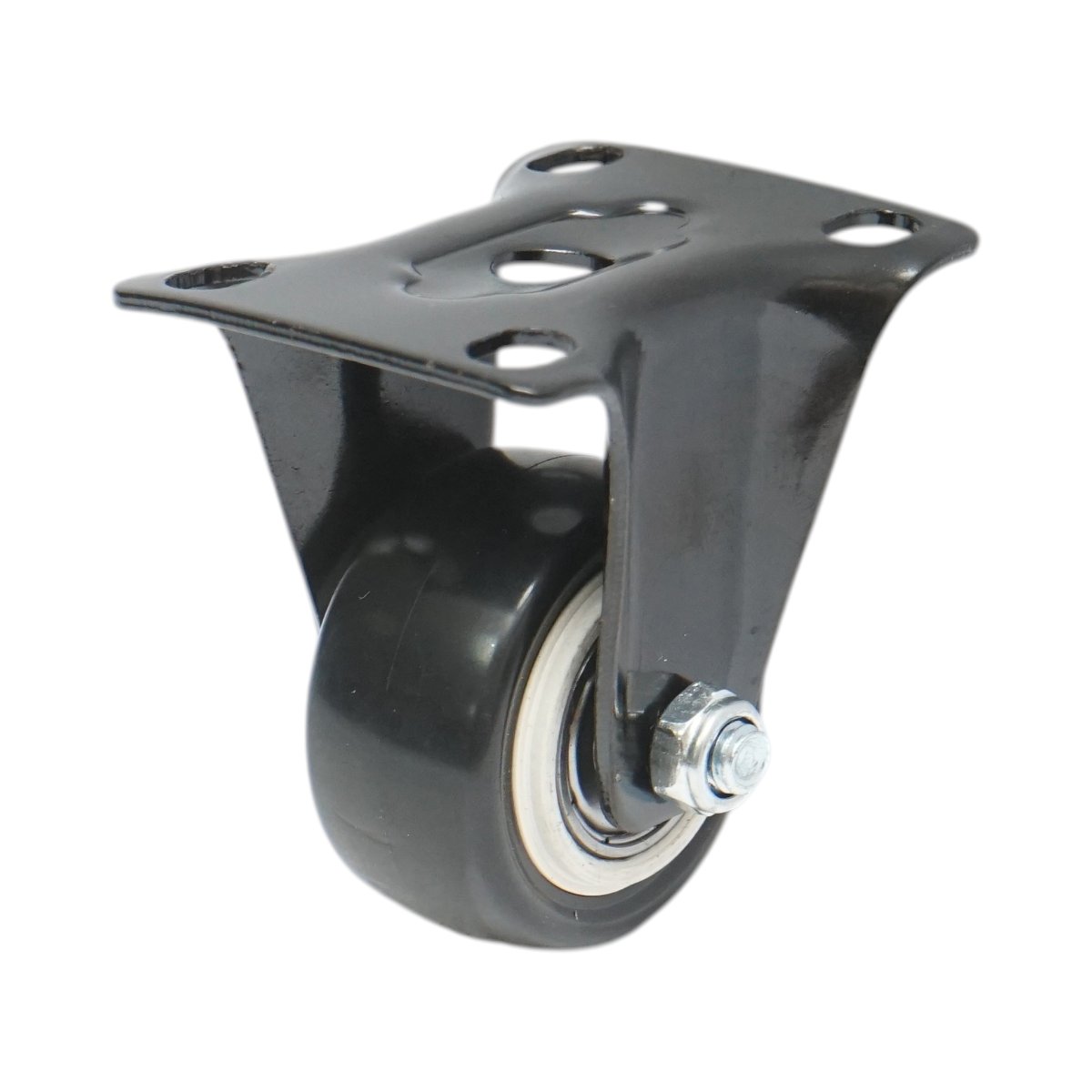 Roata fixa 42x21mm fara frana, PVC negru, placa otel 60x43mm 30kg