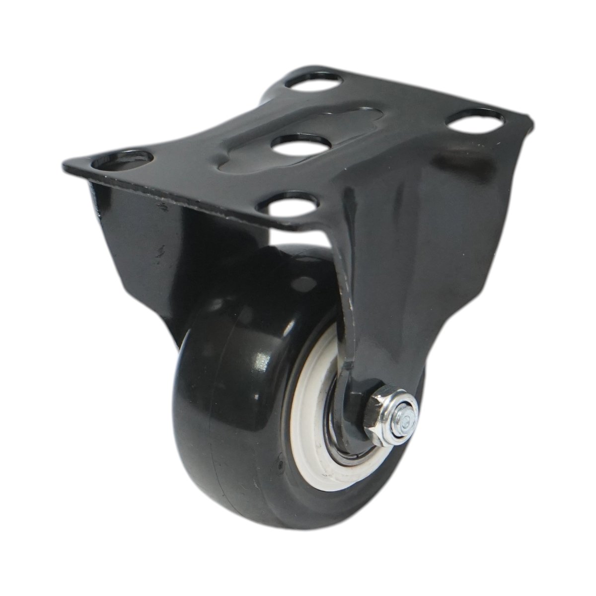 Roata fixa 50x24mm fara frana, PVC negru, placa otel 72x52mm 40kg