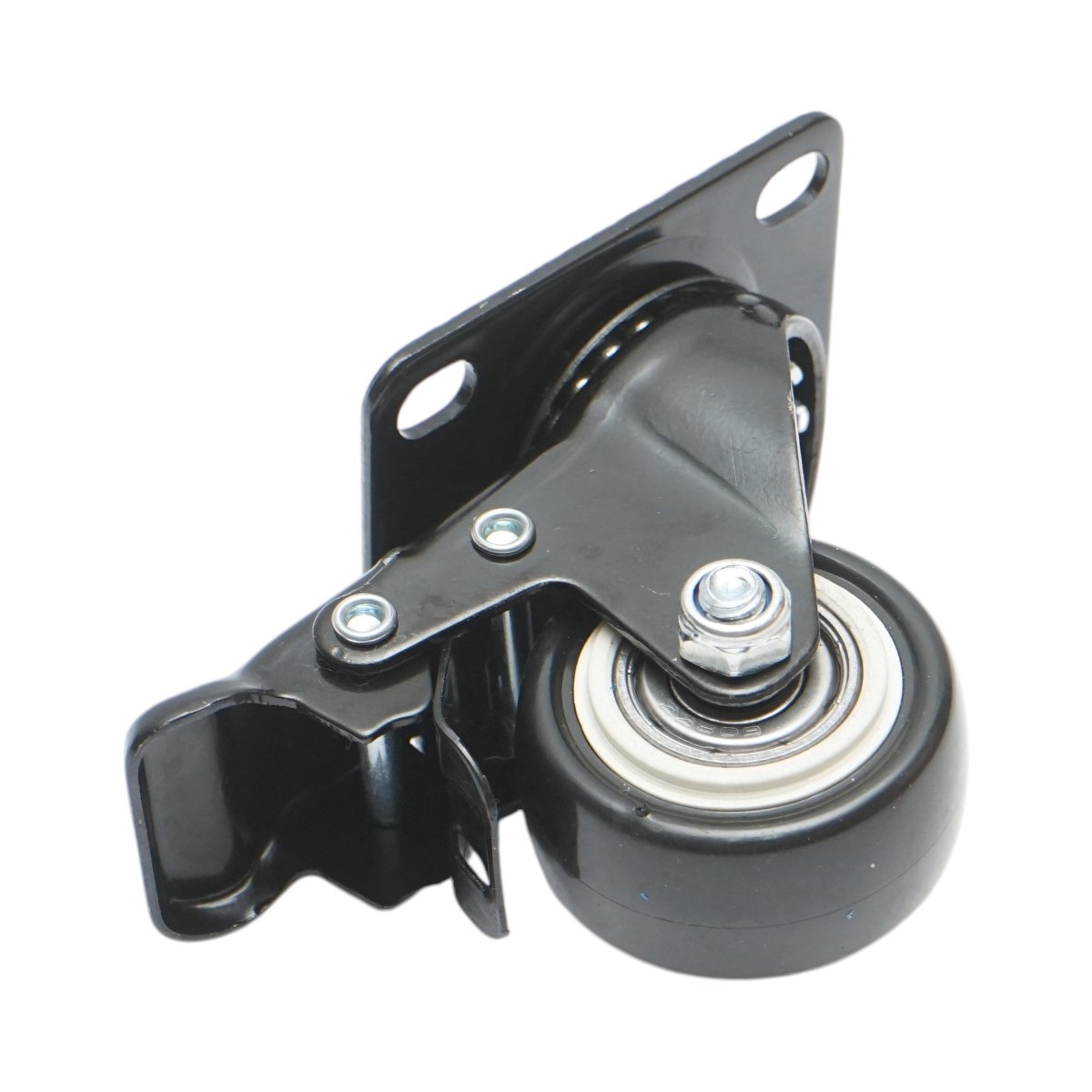 Roata pivotanta 42x21mm cu frana, PVC negru, placa otel 60x43mm 30kg - imagine 6