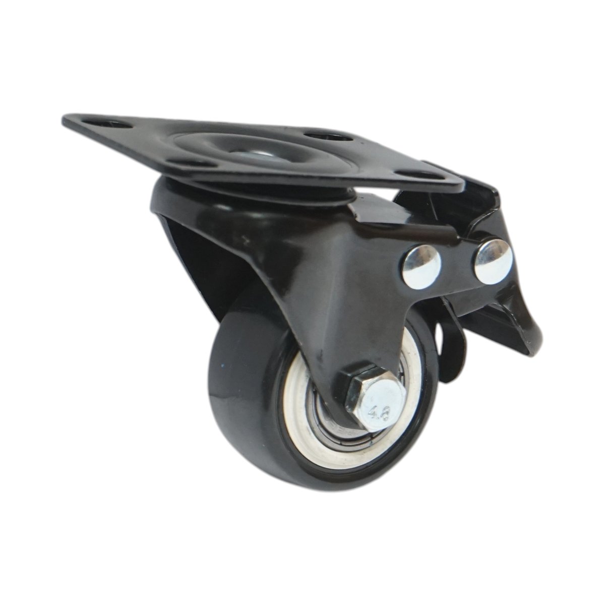 Roata pivotanta 42x21mm cu frana, PVC negru, placa otel 60x43mm 30kg - imagine 5