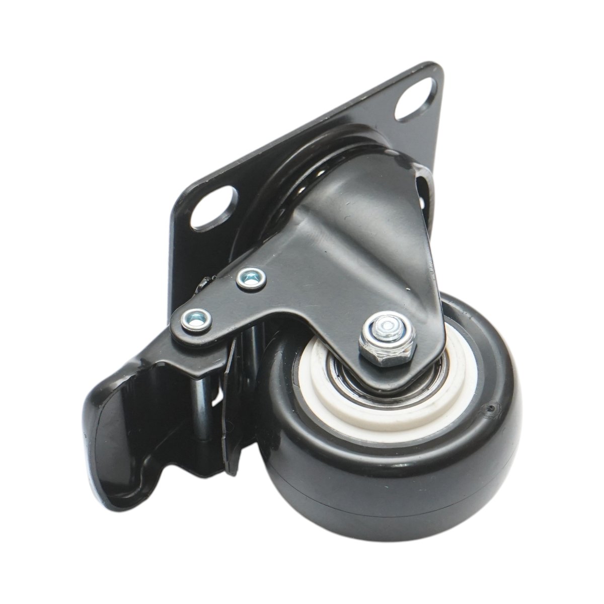 Roata pivotanta 50x24mm cu frana, PVC negru, placa otel 72x52mm 40kg - imagine 6