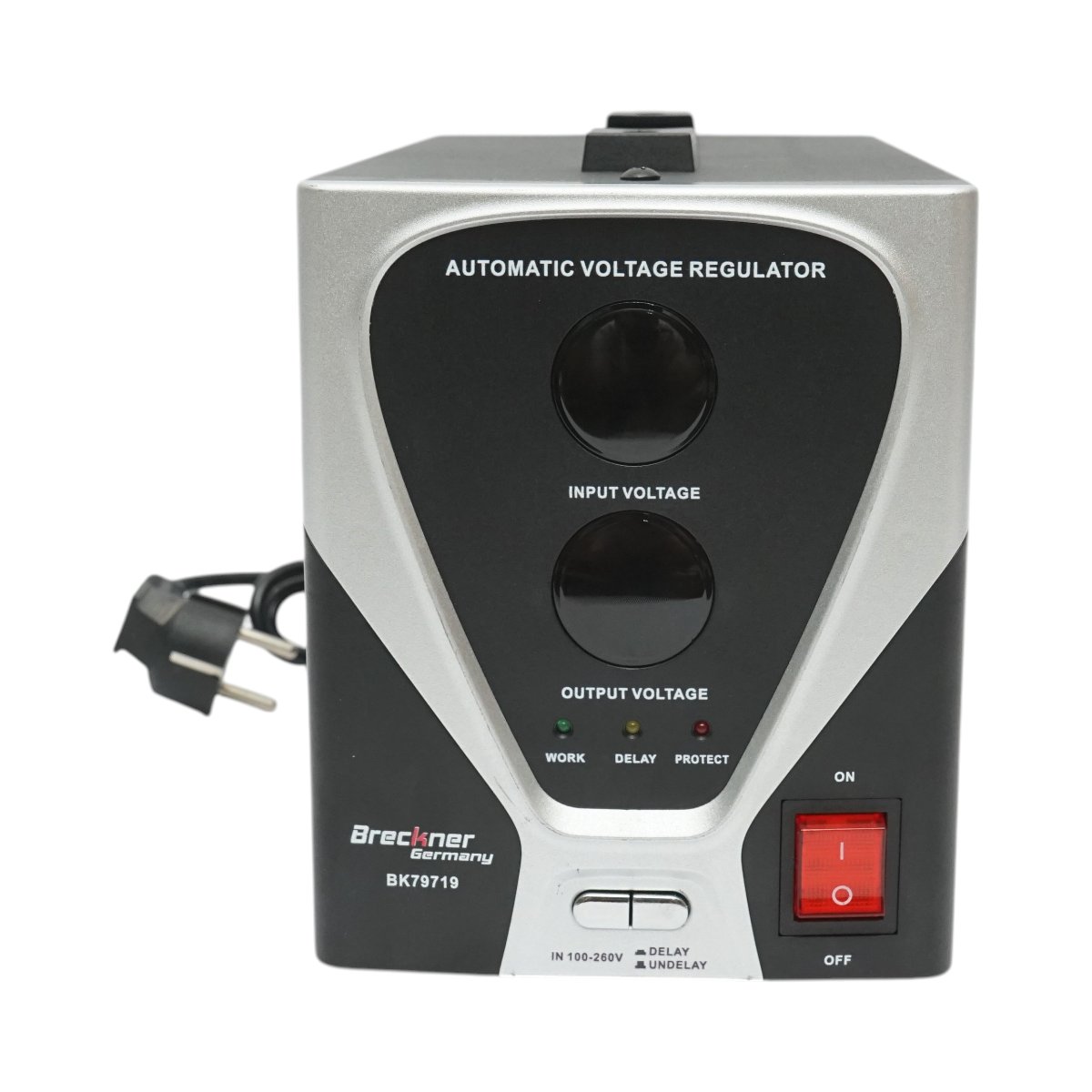 Stabilizator automat de tensiune 1000VA, 800W, 100-260V cu releu monofazat, 1 priza schuko 230V, afisaj LCD Breckner Germany